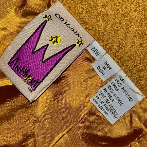 Antthony Golden Mustard Button-Front Blazer Jacket Skirt Suit Combo - Picture 6 of 10